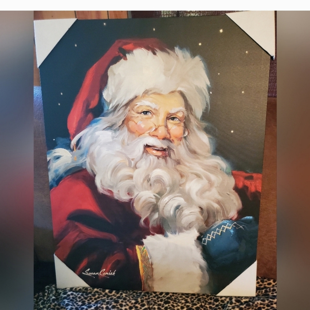 NEW 2024 DOLLAR GENERAL SUSAN COMISH SANTA CHRISTMAS CANVAS. VERY PRETTY. HARD T
